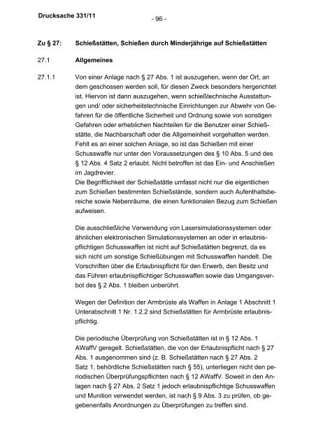 Verwaltungsvorschriften zum Waffengesetz - Bundesrat