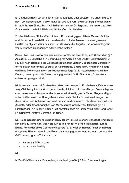 Verwaltungsvorschriften zum Waffengesetz - Bundesrat