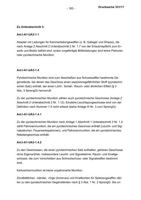 Verwaltungsvorschriften zum Waffengesetz - Bundesrat