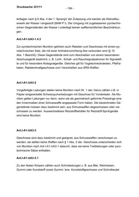 Verwaltungsvorschriften zum Waffengesetz - Bundesrat