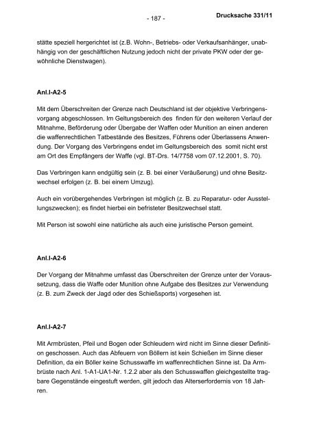 Verwaltungsvorschriften zum Waffengesetz - Bundesrat