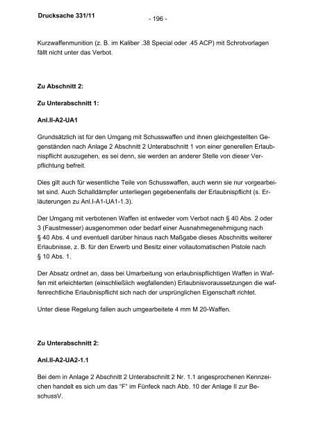 Verwaltungsvorschriften zum Waffengesetz - Bundesrat