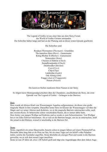 The Legend of Gothic ist aus einer Idee aus dem Story-Forum des ...