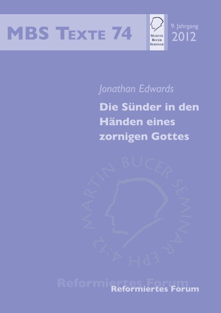 Die Sünder in den Händen eines zornigen Gottes - Martin Bucer ...