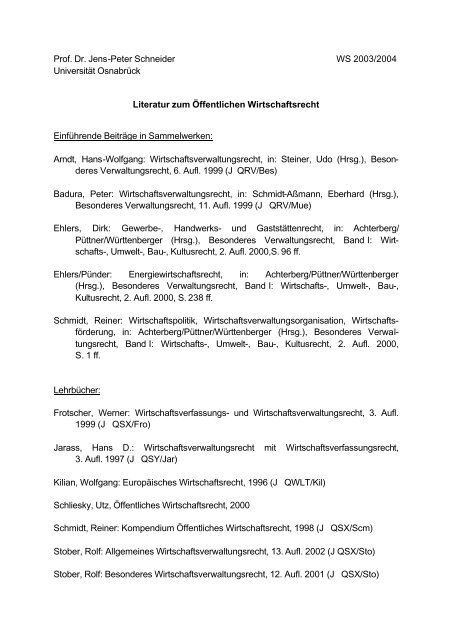 Prof. Dr. Jens-Peter Schneider WS 2003/2004 Universität ...