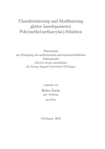 Charakterisierung und Modifizierung glatter laserdeponierter Poly ...