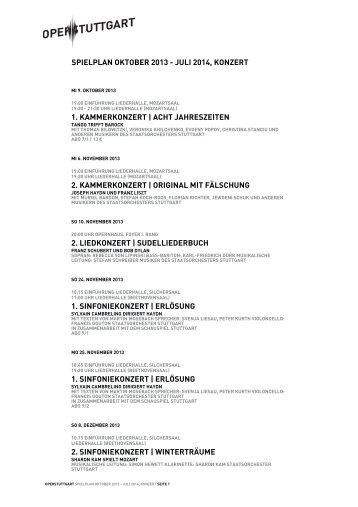 SPIELPLAN OKTOBER 2013 - JULI 2014 ... - Oper Stuttgart