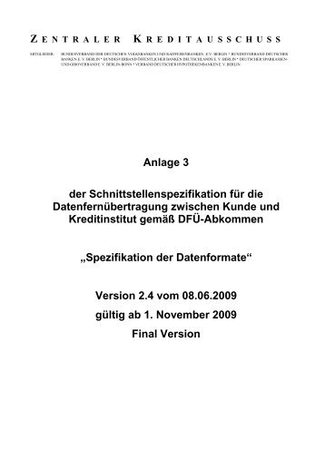 Anlage 3 des DFÜ-Abkommens
