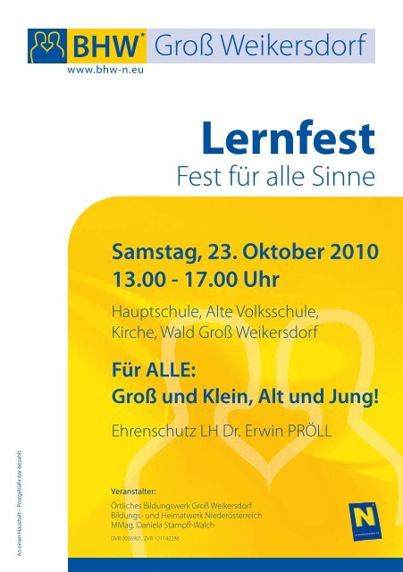 Einladung Lernfest - Bildungs- und Heimatwerk Niederösterreich