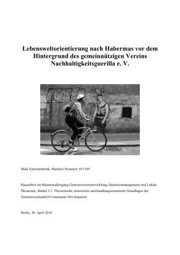 Lebensweltorientierung nach Habermas vor dem Hintergrund des ...
