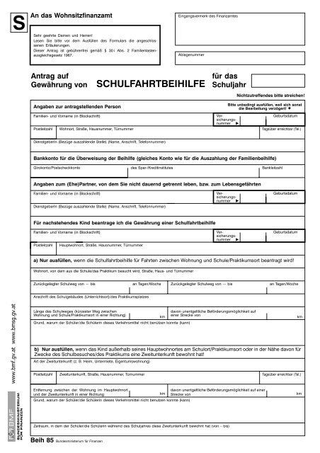 Familienbeihilfe formular 100