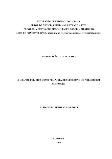 A grande politi ... eracao do niilismo em .pdf - UFPR - Universidade ...