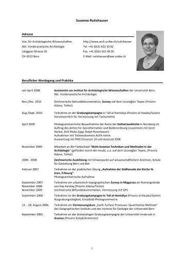 Curriculum Vitae (pdf, 172KB) - Universität Bern