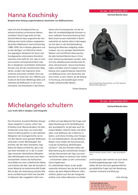 Download der aktuellen Ausgabe als pdf - Kunsthalle Bremen