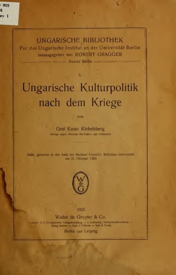 Ungarische kulturpolitik nach dem kriege