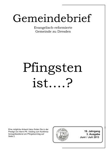 Juni / Juli 2013 - Evangelisch-Reformierte Gemeinde Dresden