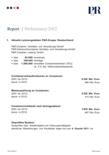 Report | Performance 2012 - P&R Container Vertriebs- und ...