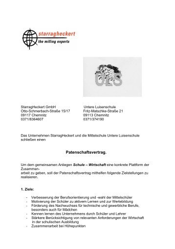 Patenschaftsvertrag.