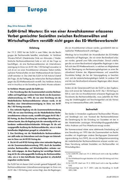 Anwaltsblatt 2002/04 - Österreichischer Rechtsanwaltskammertag