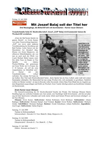 saison 2000/01_2. Klasse Wechsel - SC HOWODO