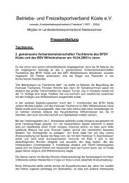 Pressemitteilung - Betriebs- und Freizeitsportverband Küste e.v.