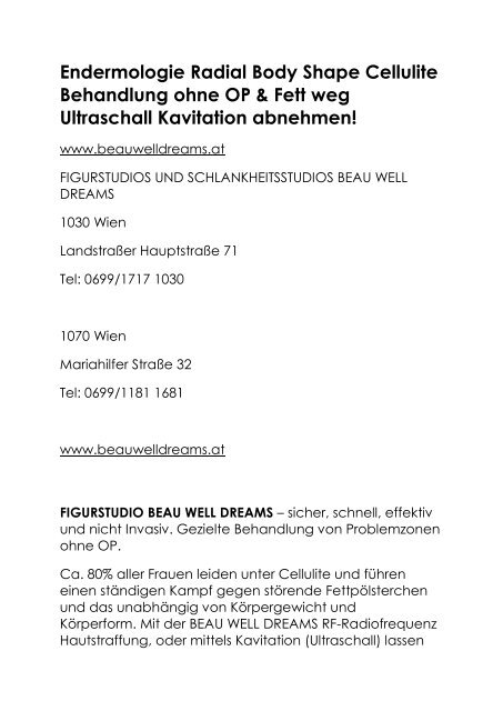 Endermologie Radial Body Shape Cellulite Behandlung Ohne OP
