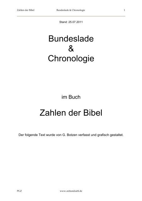 Bundeslade Chronologie Zahlen Der Bibel Zeit Und Zahl