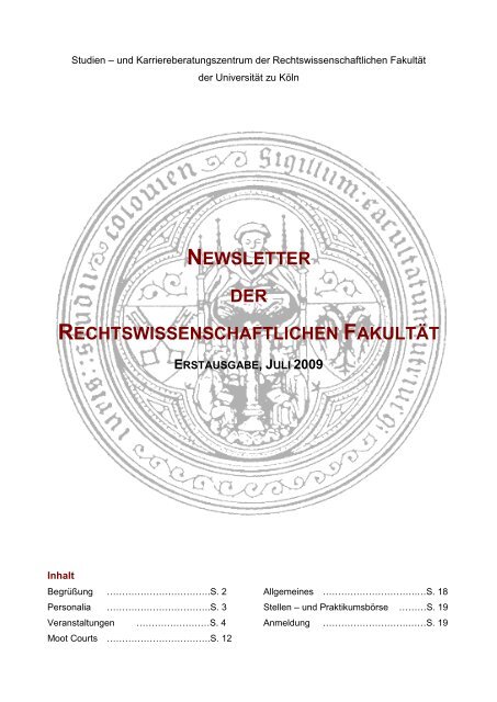 Erstausgabe - Rechtswissenschaftliche Fakultät - Universität zu Köln