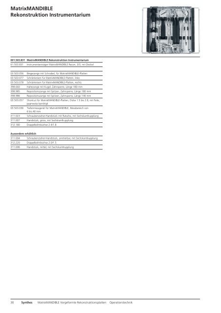 MatrixMANDIBLE Vorgeformte Rekonstruktionsplatten ... - Synthes