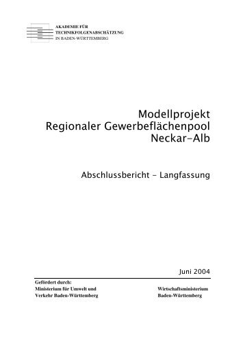 Modellprojekt Regionaler Gewerbeflächenpool Neckar-Alb