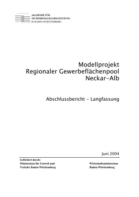 Modellprojekt Regionaler Gewerbeflächenpool Neckar-Alb