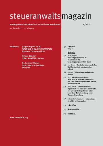steueranwaltsmagazin 2 /2010 - Wagner-Joos Rechtsanwälte