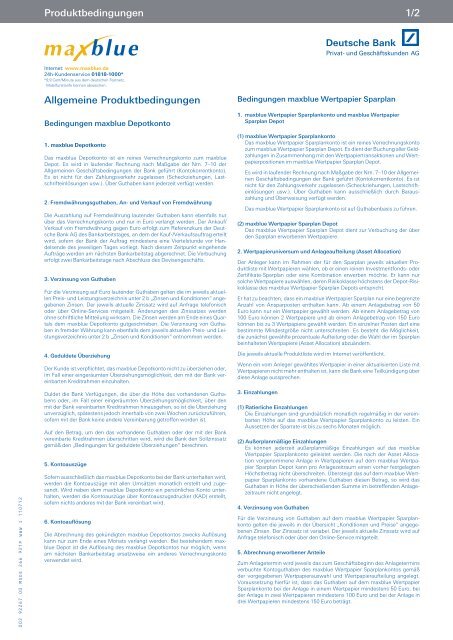 1 2 Produktbedingungen Allgemeine Produktbedingungen Maxblue