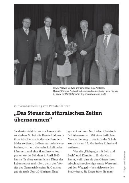 Jahrbuch 2013 - Förderverein des Canisianum - Gymnasium ...