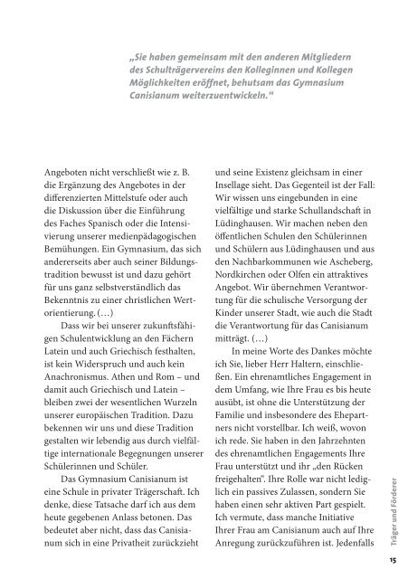 Jahrbuch 2013 - Förderverein des Canisianum - Gymnasium ...