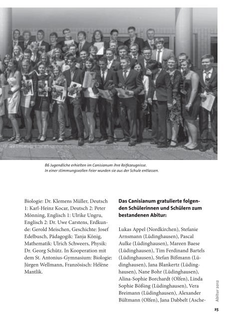 Jahrbuch 2013 - Förderverein des Canisianum - Gymnasium ...