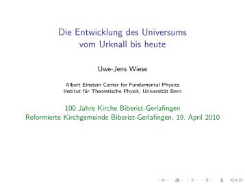 Die Entwicklung des Universums vom Urknall bis heute - Uwe-Jens ...