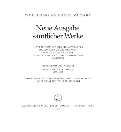 Neue Ausgabe sämtlicher Werke - Mozart Portal