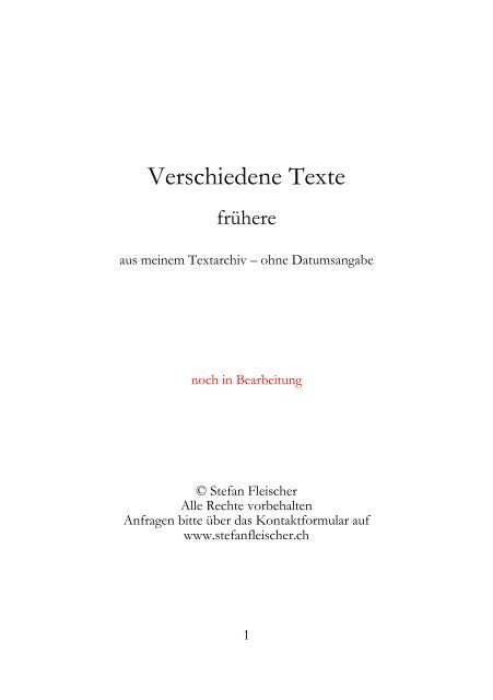 Verschiedene Texte - Stefan Fleischer