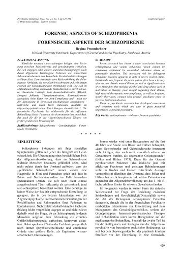 forensic aspects of schizophrenia forensische aspekte der ...