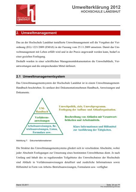 Umwelterklärung 2012 - Hochschule Landshut