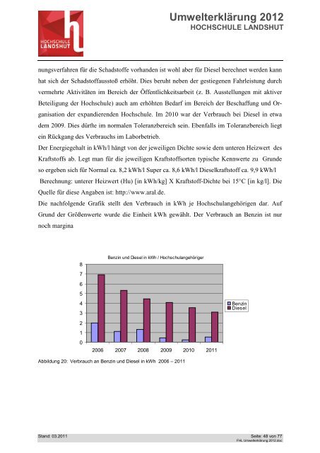 Umwelterklärung 2012 - Hochschule Landshut