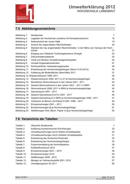 Umwelterklärung 2012 - Hochschule Landshut