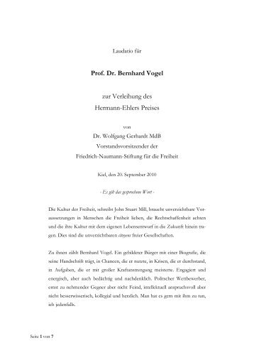 Laudatio für Vogel - Wolfgang Gerhardt