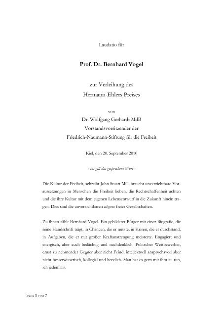 Laudatio für Vogel - Wolfgang Gerhardt