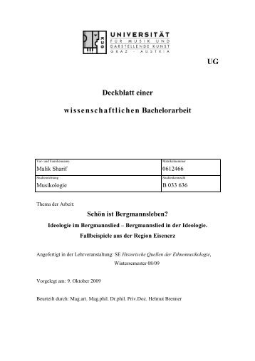 Schön ist Bergmannsleben? - Institut 13: Ethnomusikologie ...