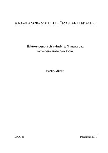 MAX-PLANCK-INSTITUT FÜR QUANTENOPTIK