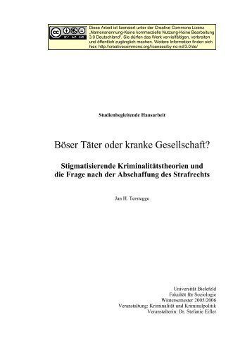 Böser Täter oder kranke Gesellschaft? - JAN H. TERSTEGGE