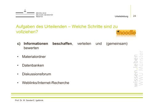 Strukturierte Urteilsbildung auf der MOODLE-Lernplattform