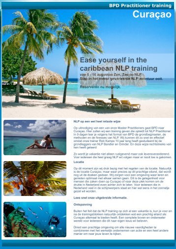 NLP Curacao Practitioner Brochure 2011 - 2012 - BPD Training
